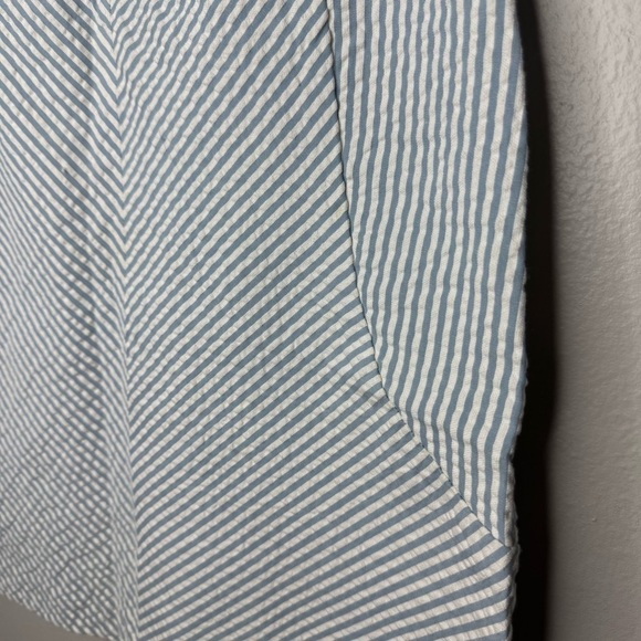 Sandro Seersucker Mini Skirt Blue and White Striped - Picture 2 of 8